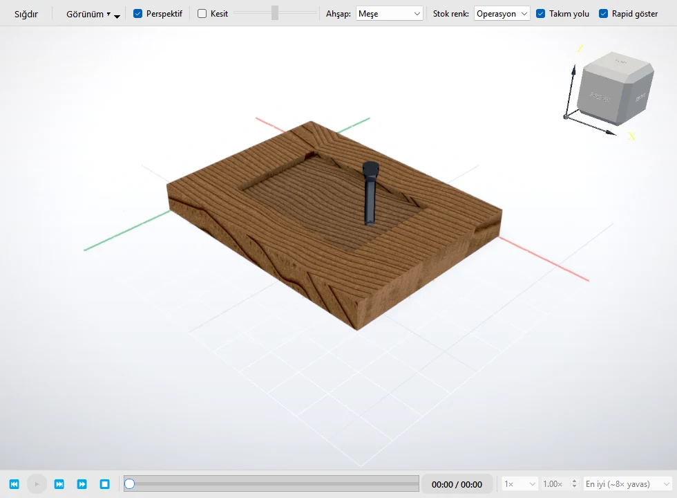 FaberCAM pocket operation 3D preview