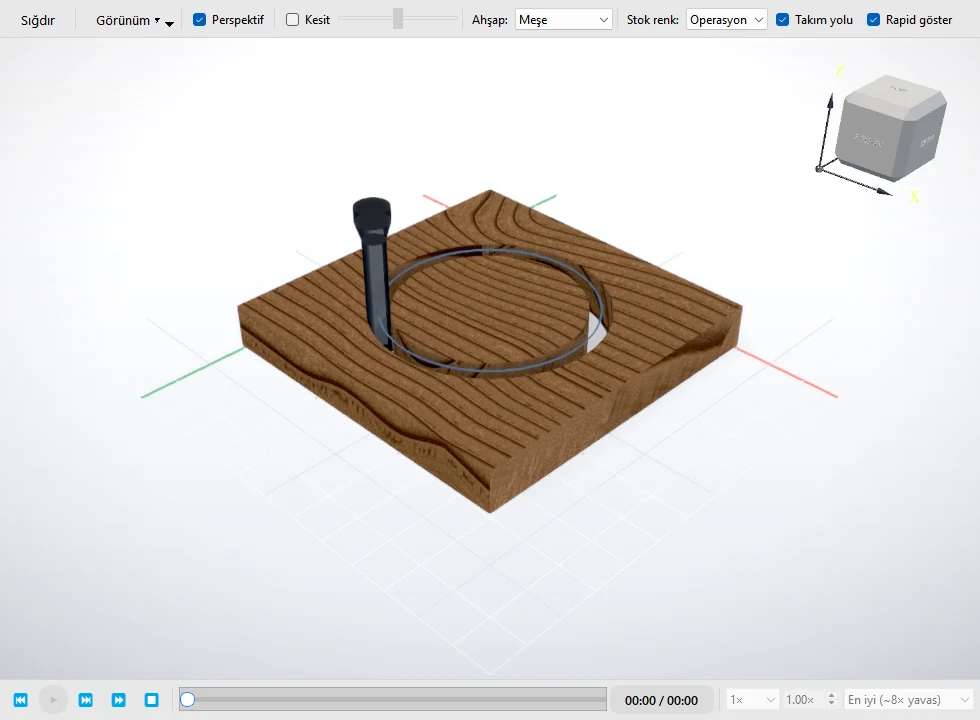 FaberCAM profile toolpath 3D preview